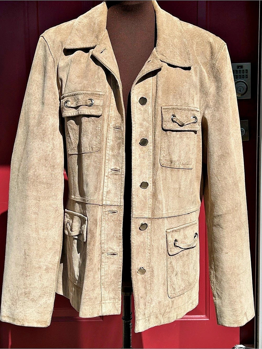 VTG Y2K STYLE&CO sL Suede Field Jacket-4 cargo pockets-